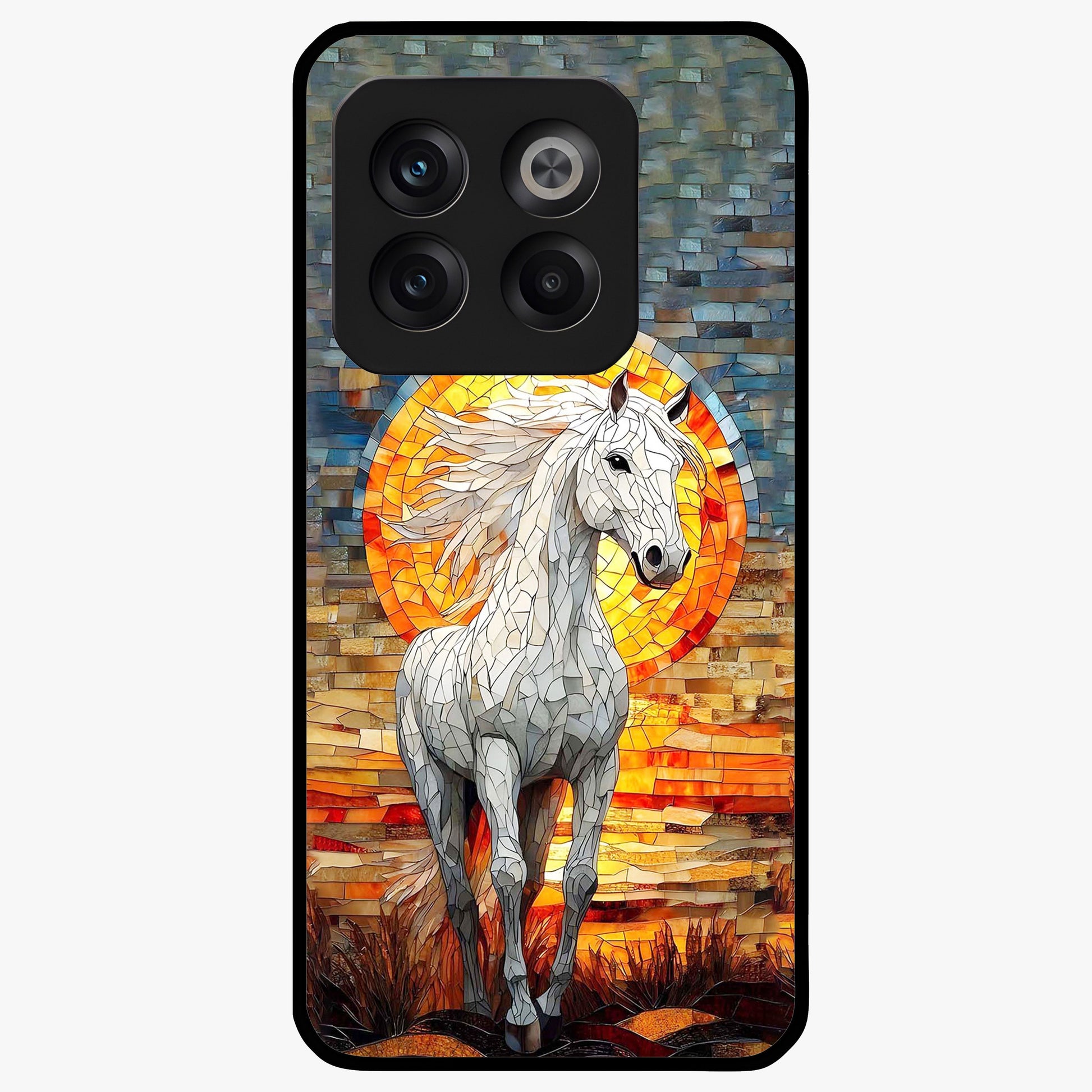 Elected Horse Glass Case for 1+10T bold front view featuring powerful horse illustration artwork