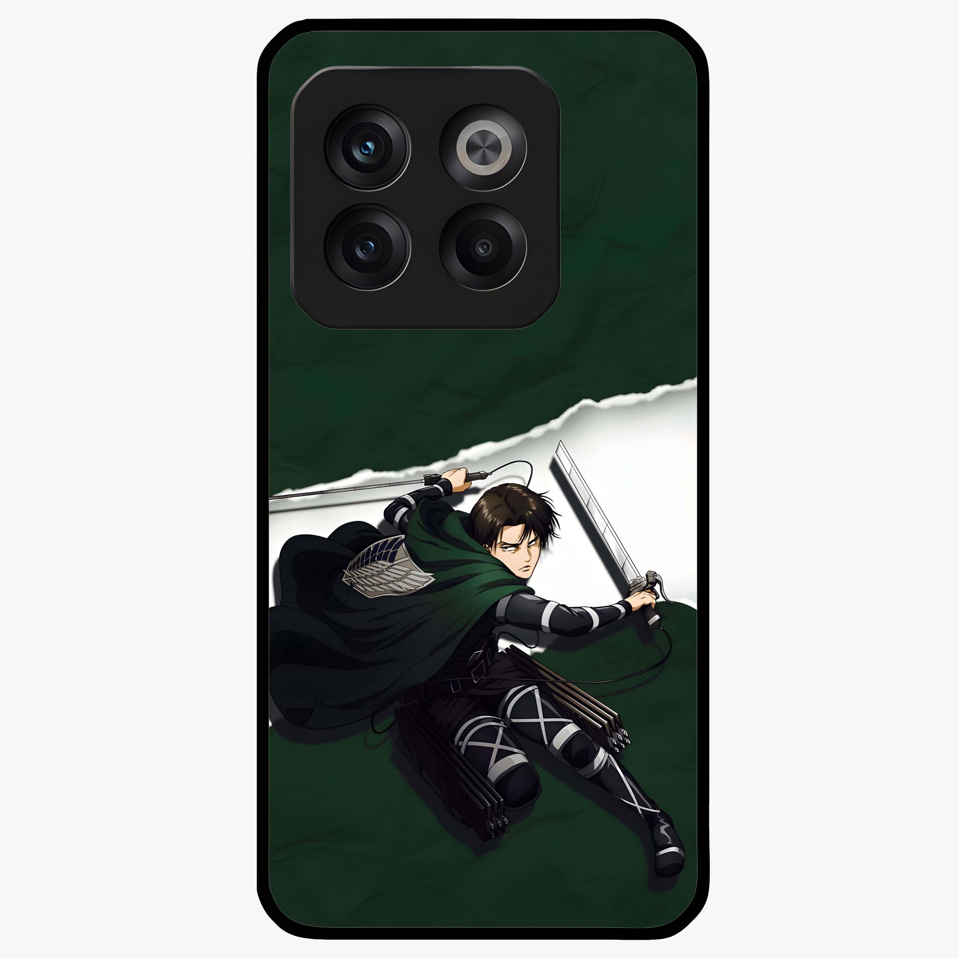 Emerald War Vanguard Glass Case for 1+10T striking front view featuring warrior inspired artwork in emerald tones