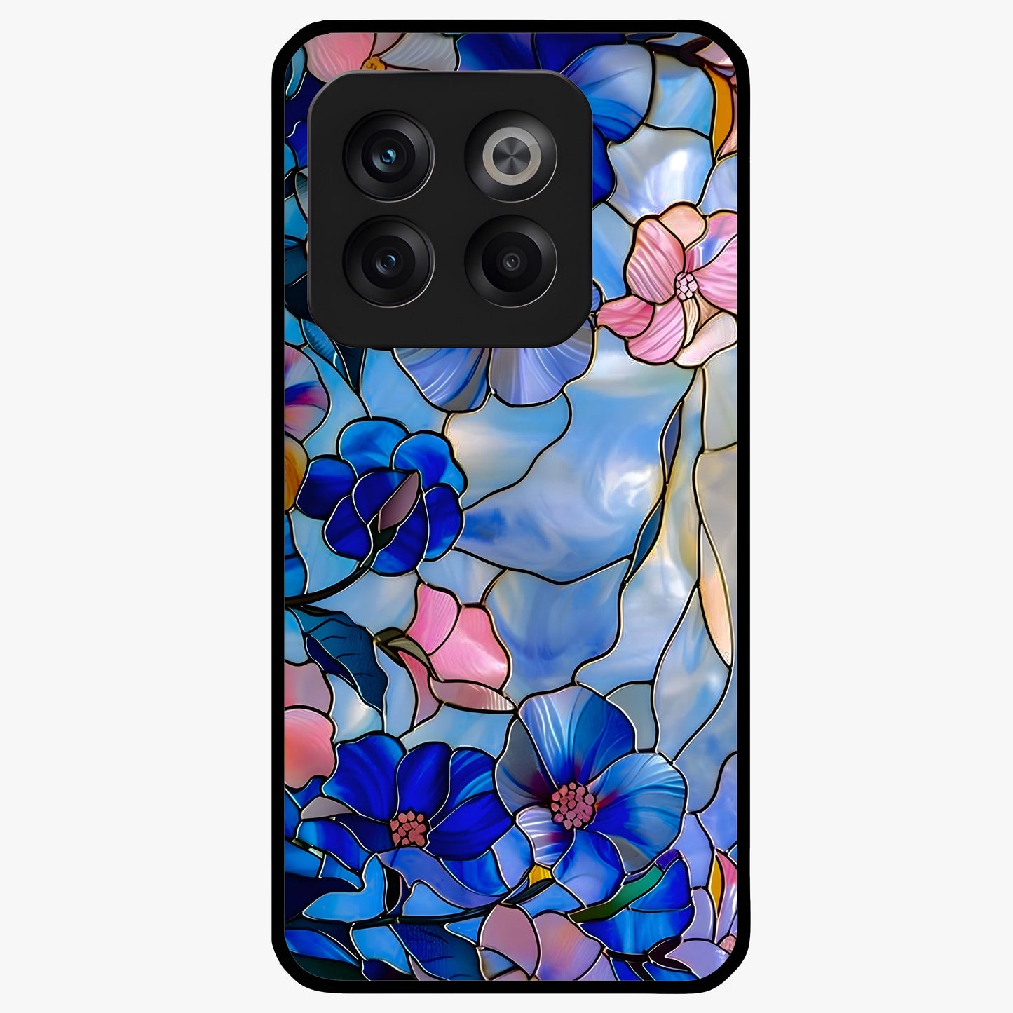 Eternal Floral Stained Glass Case for 1+10T elegant front view featuring stained glass inspired floral artwork
