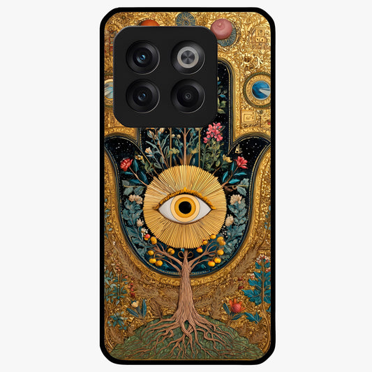 Ethereal Evil Eye Glass Case for 1+10T mystical front view featuring soft glowing evil eye artwork