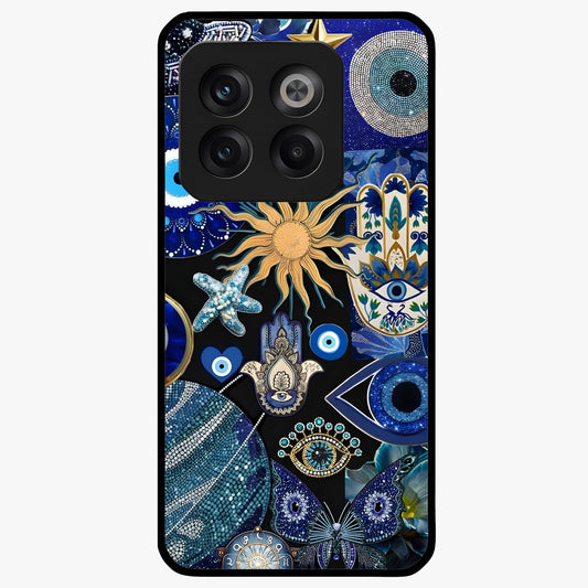 Evil Eye Charm Mix Glass Case for 1+10T vibrant front view featuring multiple evil eye charm artwork