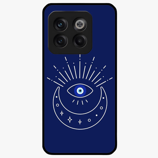 Evil Eye With Blue Themed Collage Glass Case for 1+10T artistic front view featuring blue collage style evil eye artwork