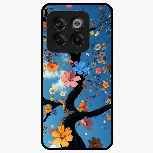 Floral Tree Glass Case for 1+10T elegant front view featuring blooming tree artwork