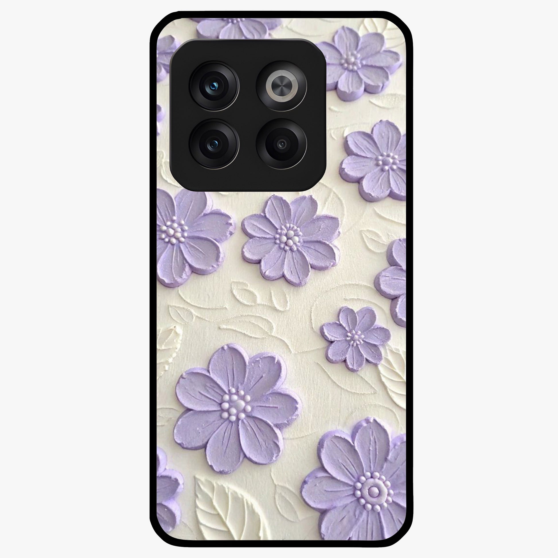 Floral Wall Art With Purple Flowers Glass Case for 1+10T stylish front view featuring purple floral artwork