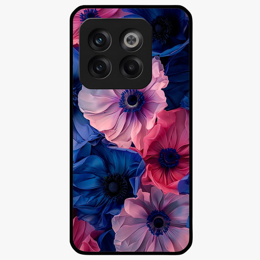 Flower Paper Art Pattern Glass Case for 1+10T creative front view featuring layered paper style floral artwork
