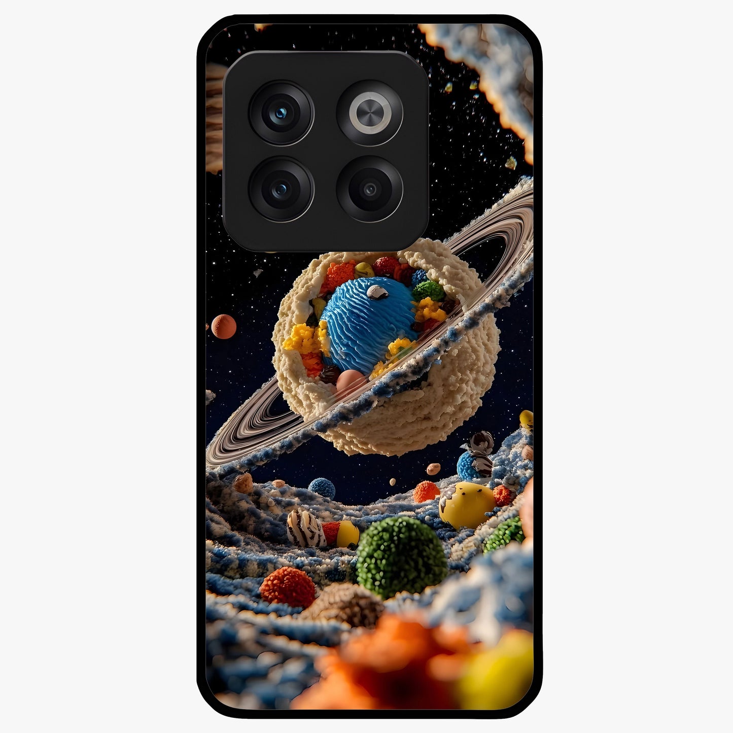 Galactic Dessert Dream Printed Glass Case for 1+10T playful front view featuring dessert themed artwork with cosmic twist