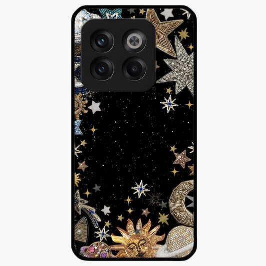 Galactic Jewel Stars Glass Case for 1+10T elegant front view featuring sparkling jewel inspired star artwork
