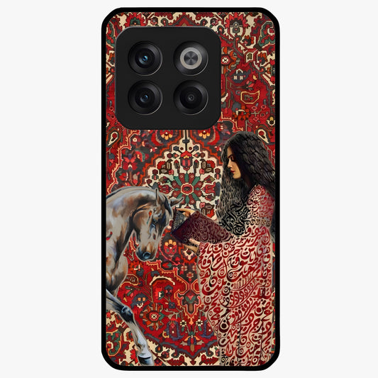 Girl With Horse Glass Case for 1+10T elegant front view featuring artistic illustration of girl and horse