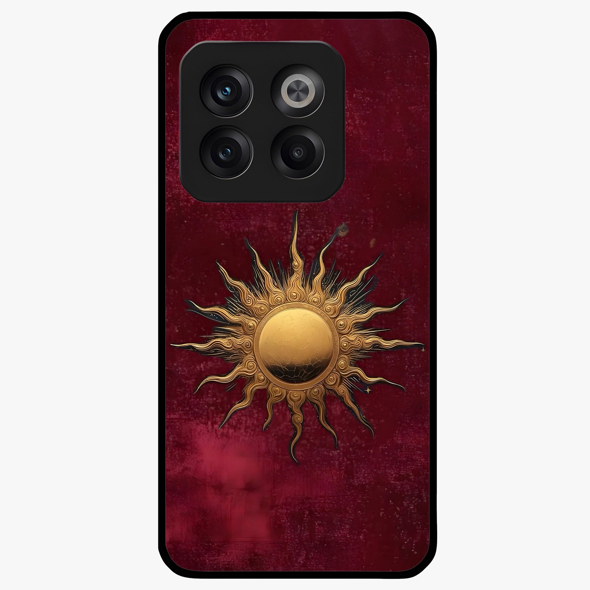 Golden Bloom Fields Glass Case for 1+10T serene front view featuring glowing floral field artwork