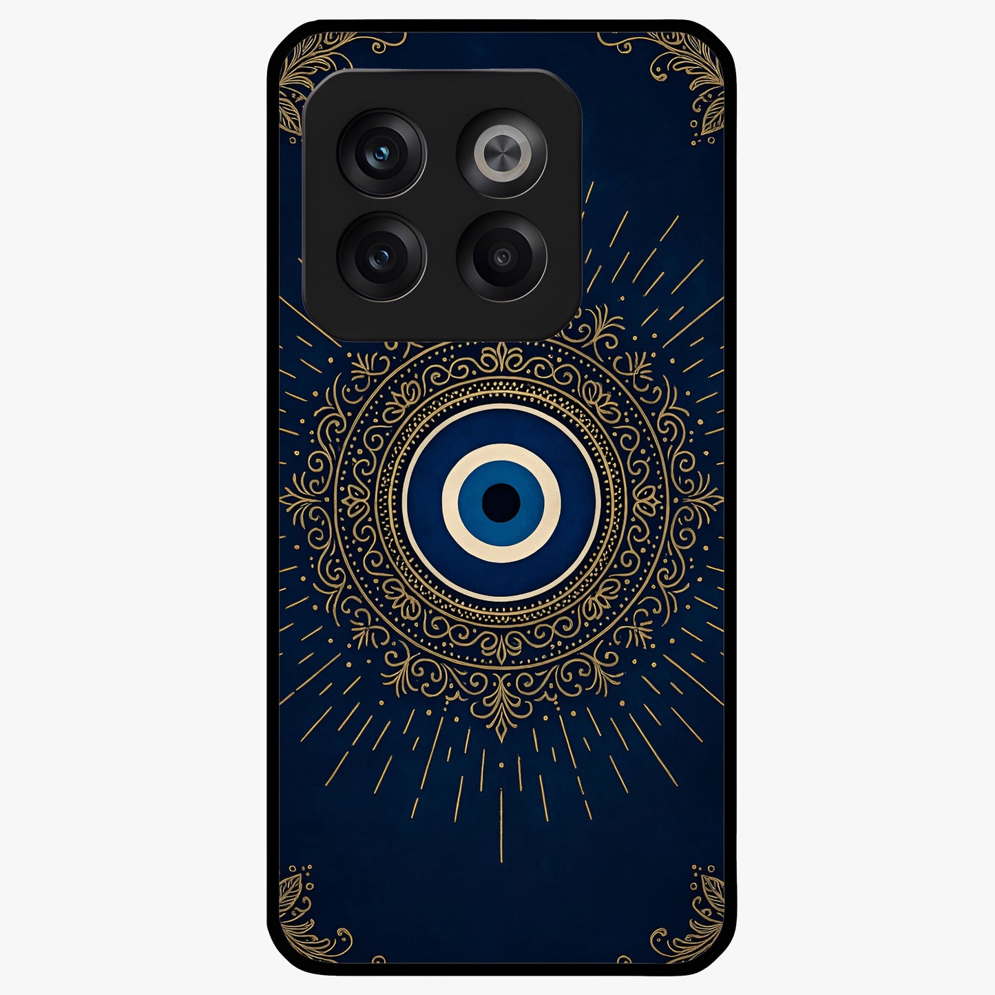 Golden Heart Glow Glass Case for 1+10T romantic front view featuring glowing golden heart artwork