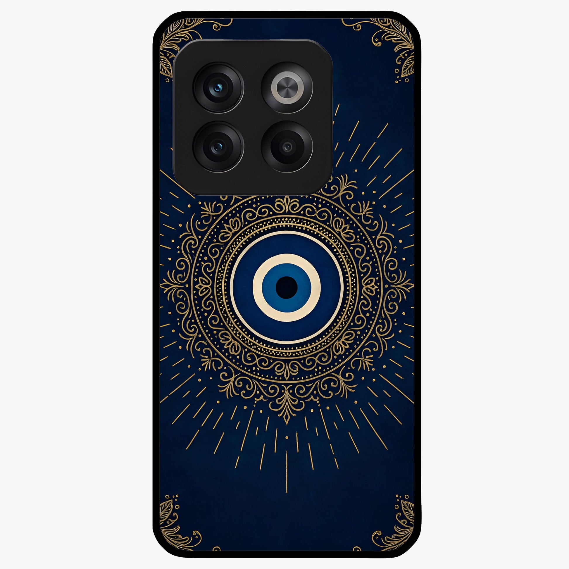 Golden Heart Glow Glass Case for 1+10T romantic front view featuring glowing golden heart artwork