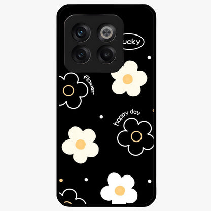 Happy Day Daisy Glass Case for 1+10T cheerful front view featuring bright daisy floral artwork
