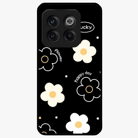 Happy Day Daisy Glass Case for 1+10T cheerful front view featuring bright daisy floral artwork