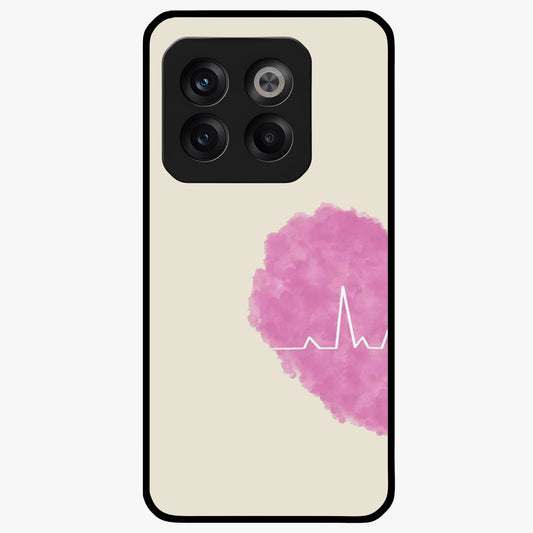 Heartbeat of Love Glass Case for 1+10T romantic front view featuring heartbeat inspired love artwork