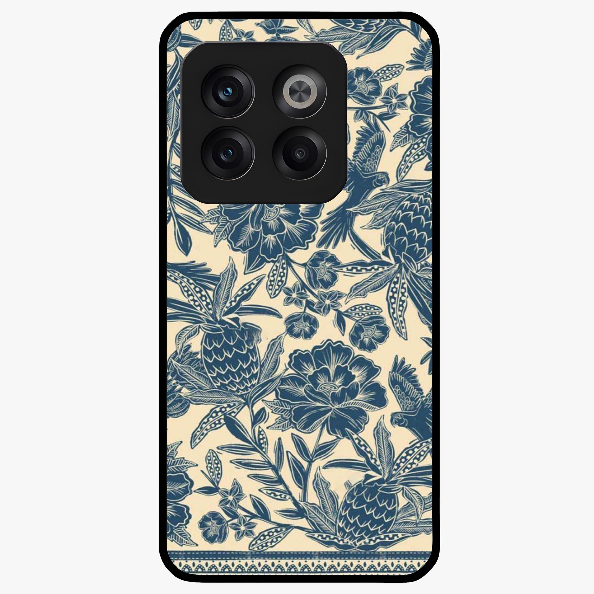 Heirloom Wild Bloom Glass Case for 1+10T elegant front view featuring vintage inspired wild floral artwork