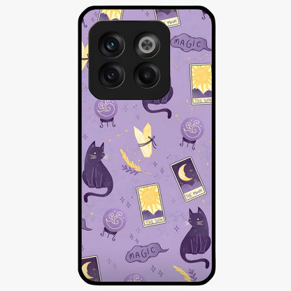 Humble Magic Cats Glass Case for 1+10T showing full back design in clean flat view with whimsical cat artwork and glossy glass finish.