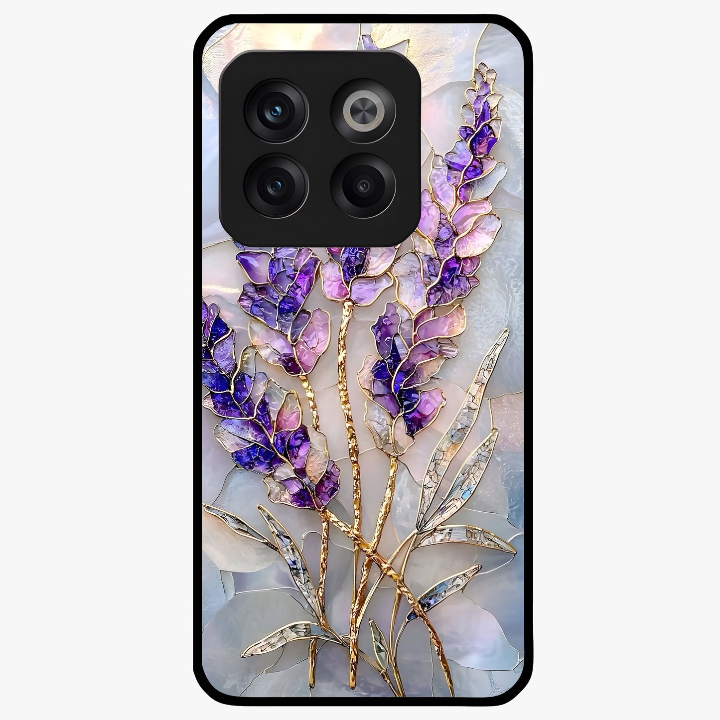 Lavender Dream Glow Glass Case for 1+10T radiant front view featuring glowing lavender inspired artwork