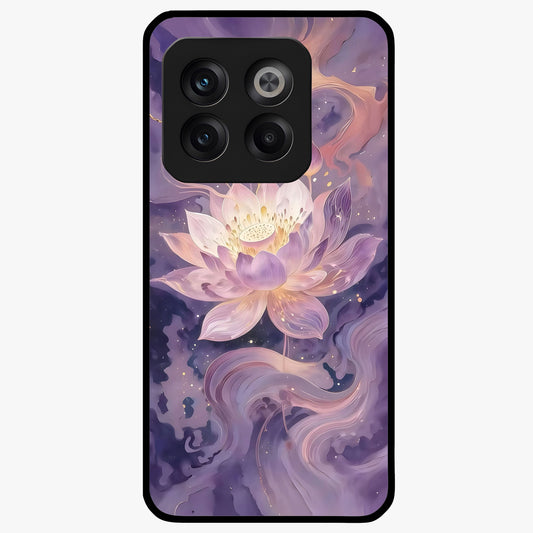 Lavender Lotus Muse Glass Case for 1+10T elegant front view featuring lotus artwork in calming lavender tones
