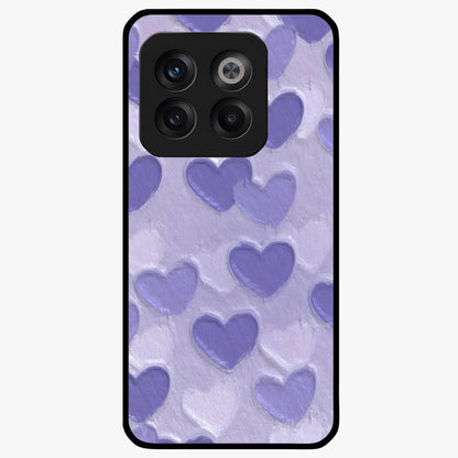 Lavender Paper Hearts Glass Case for 1+10T cute front view featuring layered heart artwork in soft lavender tones