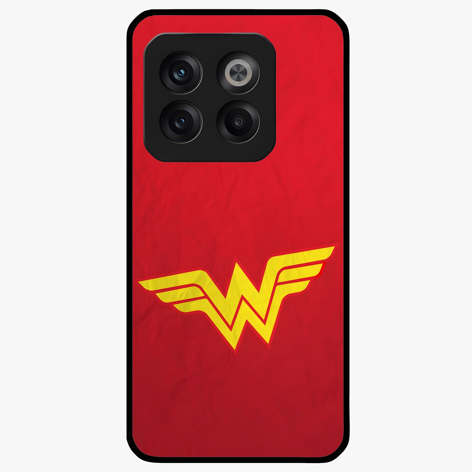 Legendary Wonder Power Glass Case for 1+10T dynamic front view featuring bold superhero inspired artwork