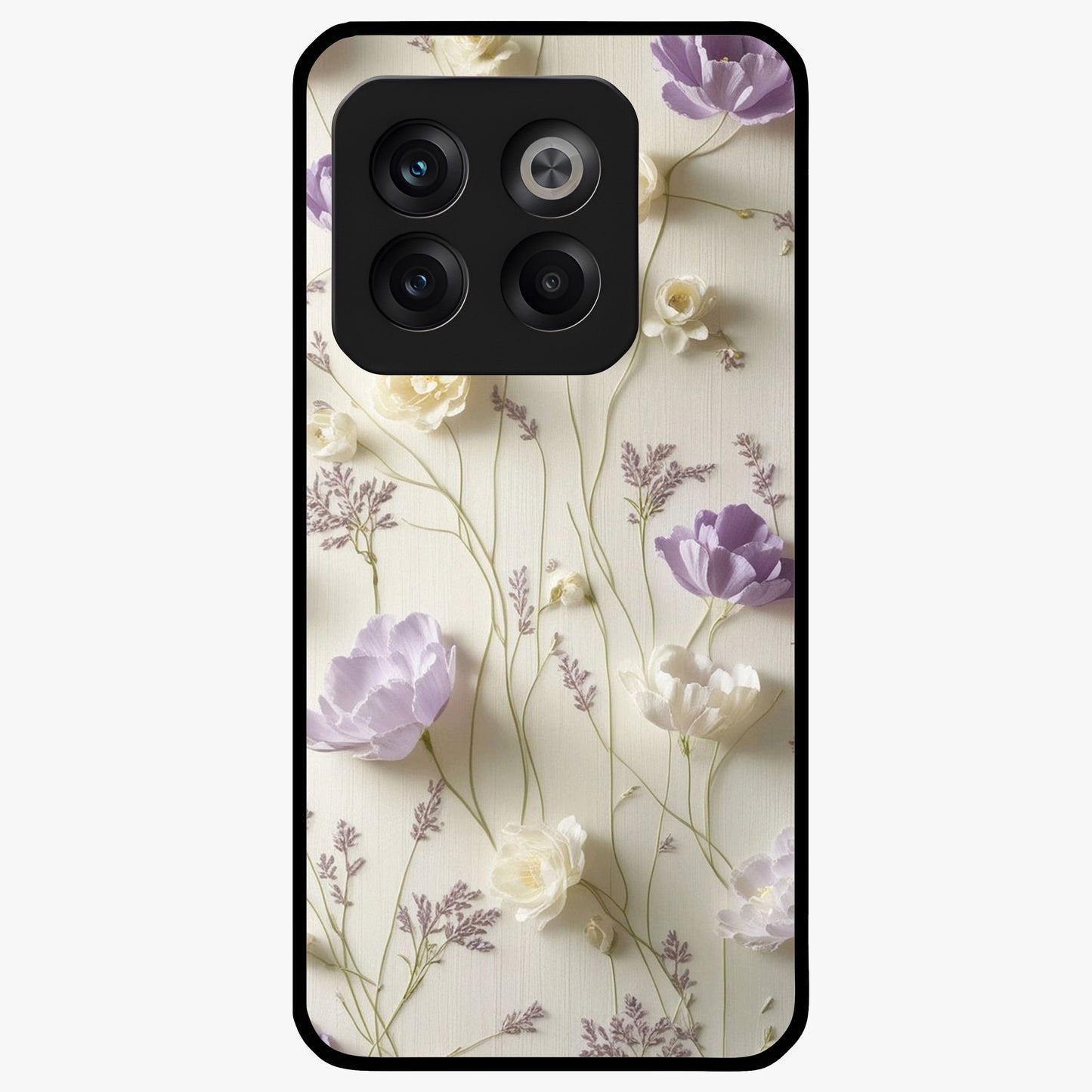 Lilac Breeze Harmony Glass Case for 1+10T soft front view featuring gentle lilac inspired artwork