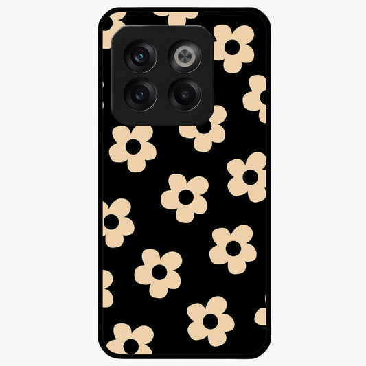 Little Daisy Flower Retro Pattern Glass Case for 1+10T cheerful front view featuring retro daisy floral pattern artwork