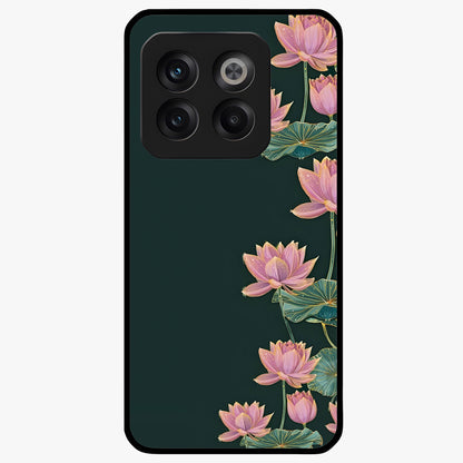 Lotus Bloom Serenity Glass Case for 1+10T peaceful front view featuring elegant lotus floral artwork