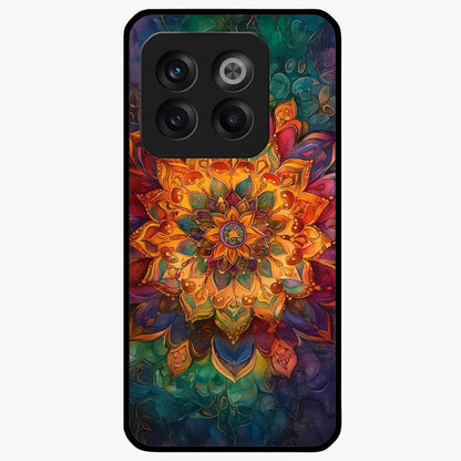 Mandala Vibrants Glass Case for 1+10T artistic front view featuring colorful mandala pattern artwork