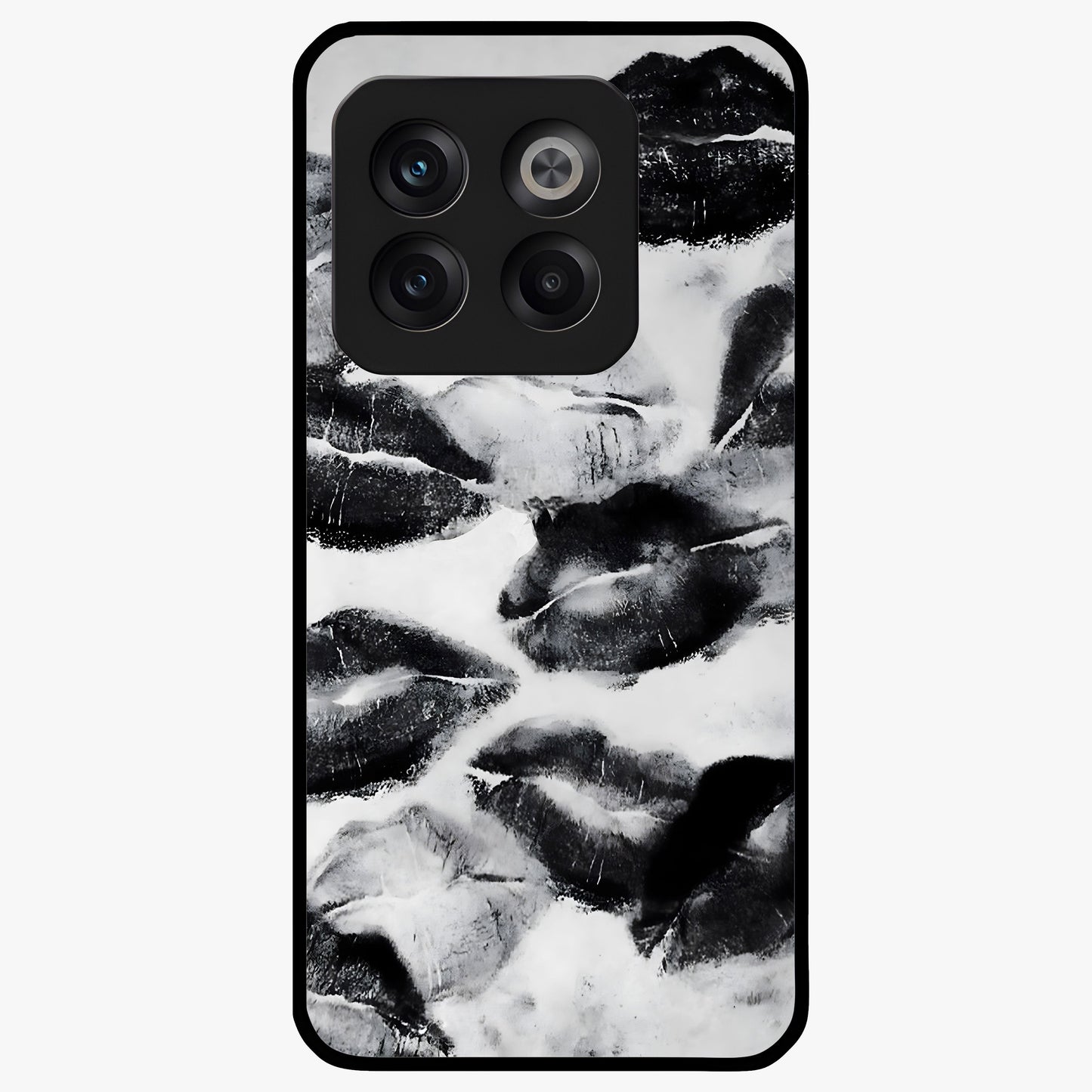 Midnight Kiss Marks Glass Case for 1+10T bold front view featuring romantic kiss mark artwork on dark background
