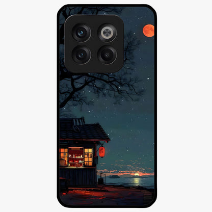 Midnight Lantern Glow Glass Case for 1+10T serene front view featuring glowing lantern artwork under night sky