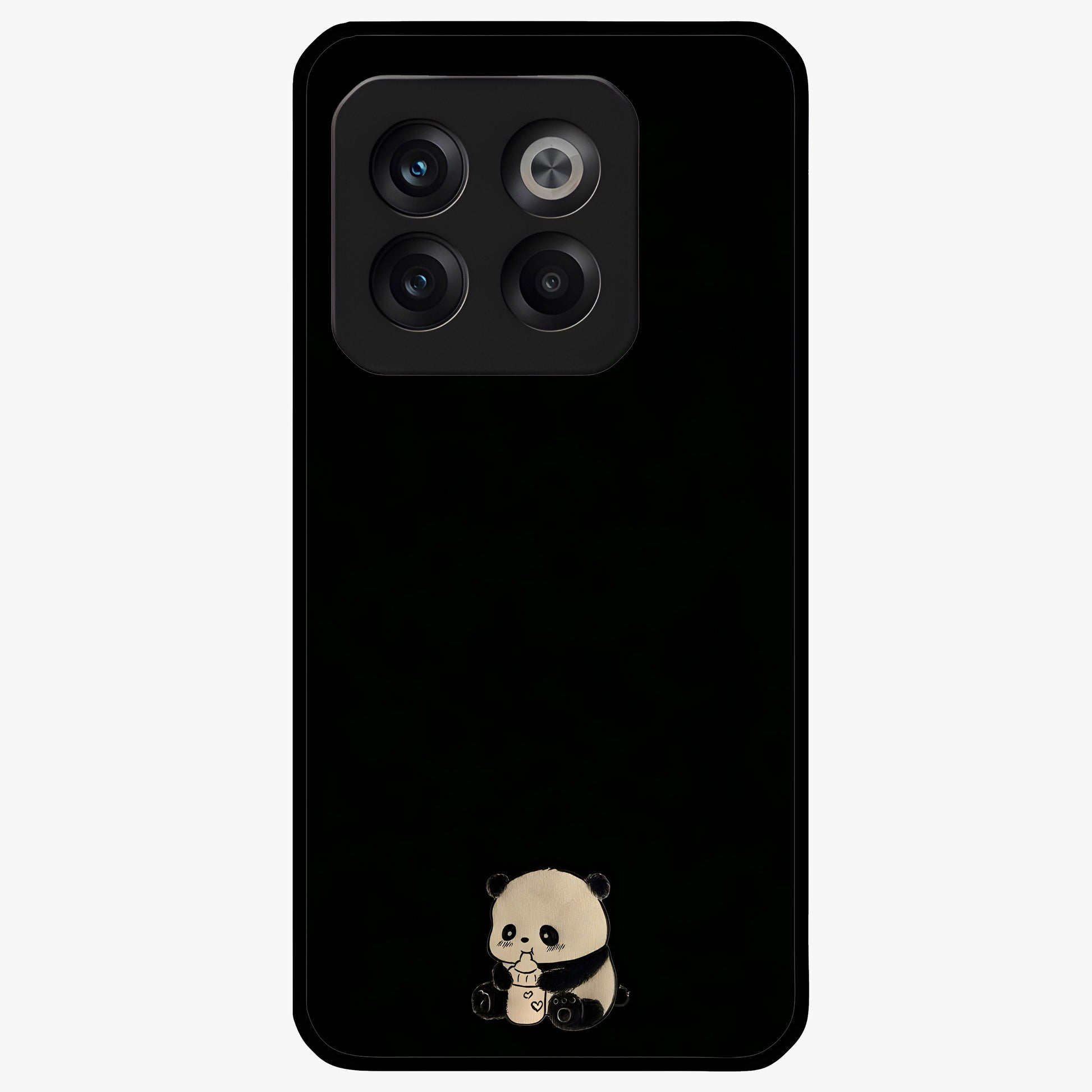 Midnight Panda Love Glass Case for 1+10T adorable front view featuring cute panda artwork on dark background