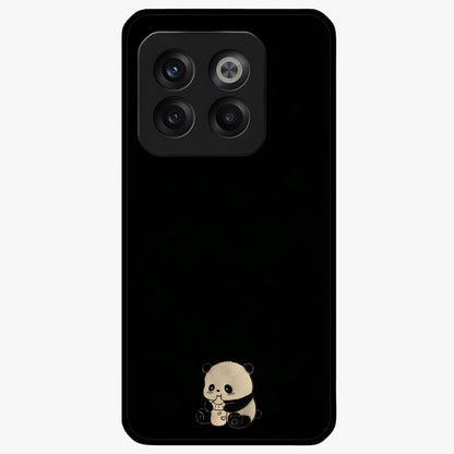 Midnight Panda Love Glass Case for 1+10T adorable front view featuring cute panda artwork on dark background