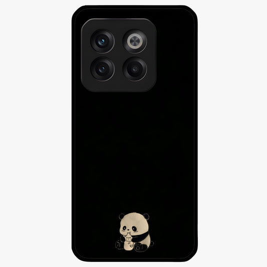 Midnight Panda Love Glass Case for 1+10T adorable front view featuring cute panda artwork on dark background