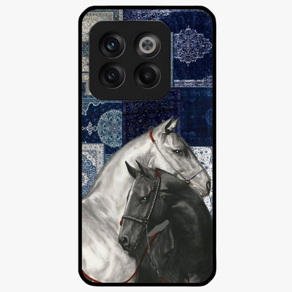 Midnight Stallion Blues Glass Case for 1+10T powerful front view featuring horse artwork in deep blue night tones