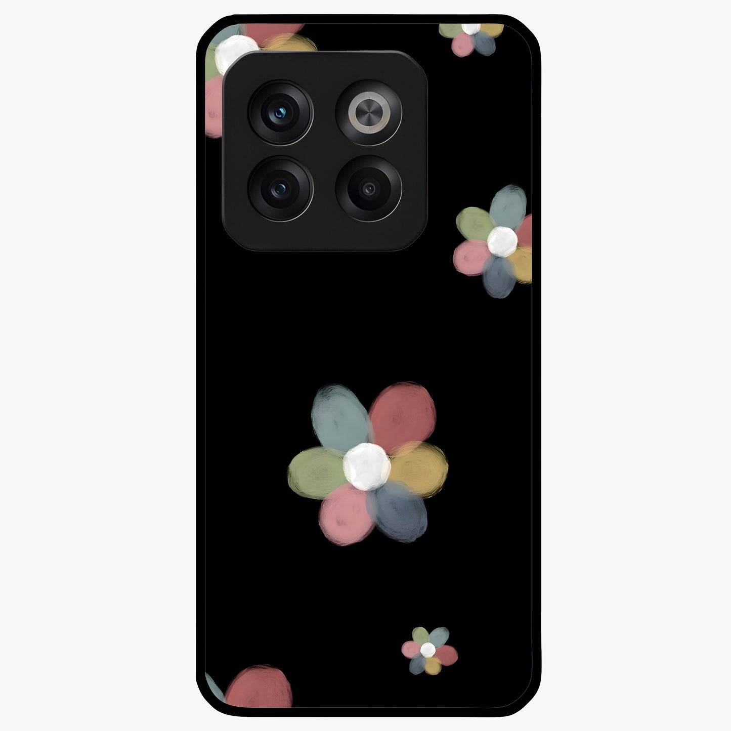 Minimal Floral Charm Glass Case for 1+10T clean front view featuring simple floral artwork with elegant detailing