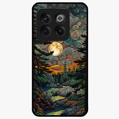 Moonlight Forest Dream Glass Case for 1+10T dreamy front view featuring forest artwork under glowing moonlight