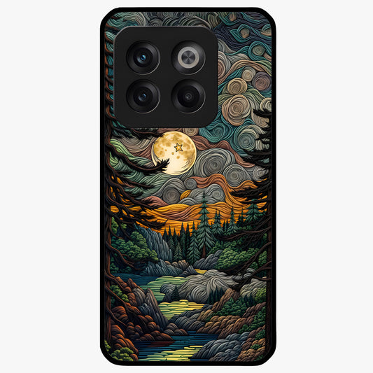 Moonlight Forest Dream Glass Case for 1+10T dreamy front view featuring forest artwork under glowing moonlight