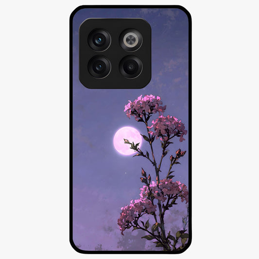Moonlit Petal Night Glass Case for 1+10T elegant front view featuring floral artwork glowing in night tones