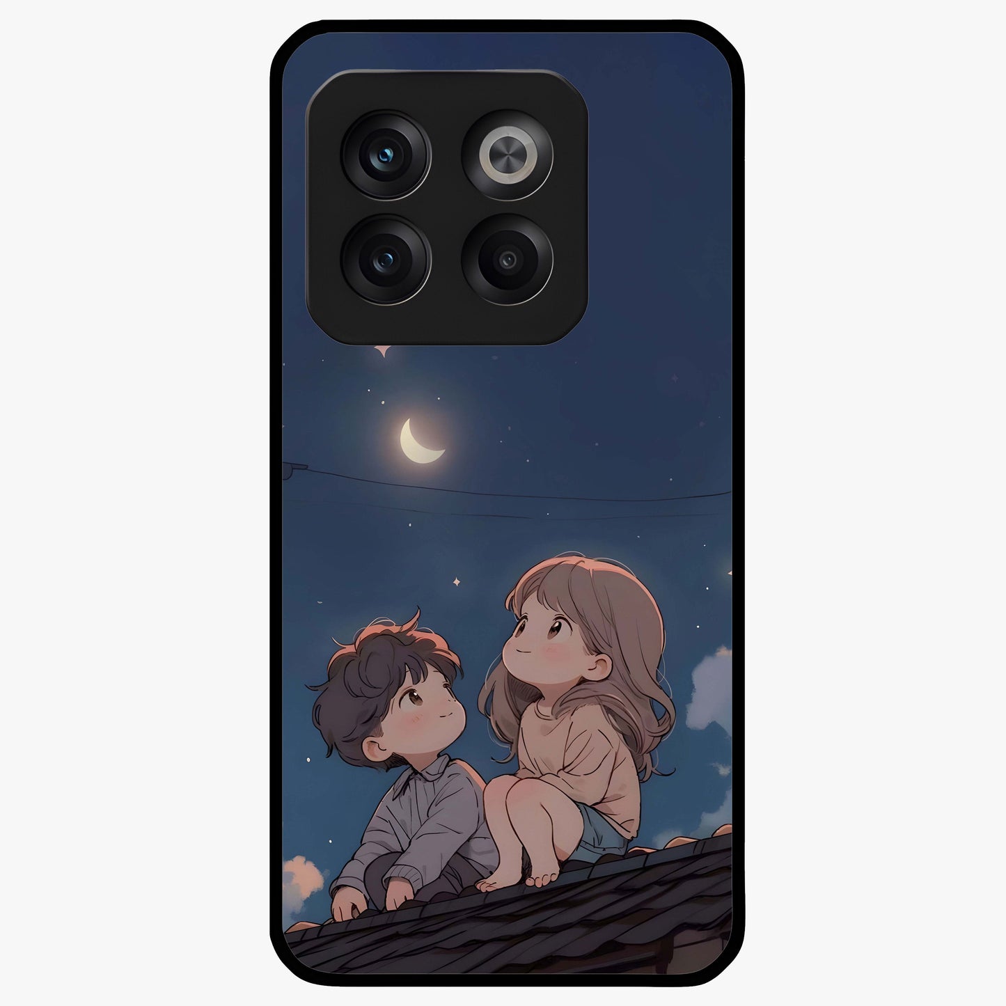 Moonlit Promise Together Glass Case for 1+10T romantic front view featuring couple inspired artwork in night tones