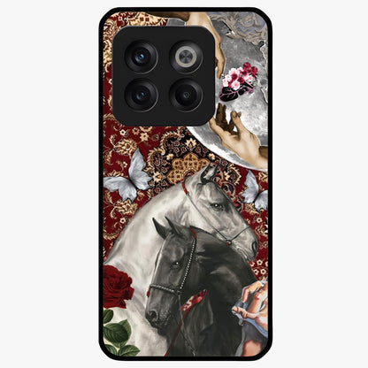 Moonlit Royal Stallion Glass Case for 1+10T majestic front view featuring horse artwork under glowing moonlight