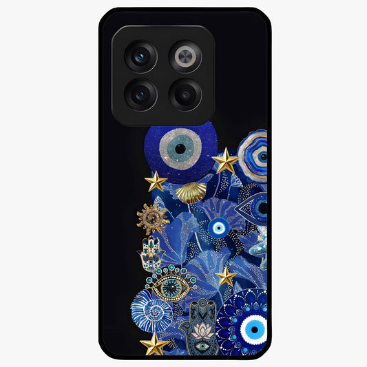Mystic Ocean Eye Glass Case for 1+10T vibrant front view featuring ocean inspired eye artwork in blue tones