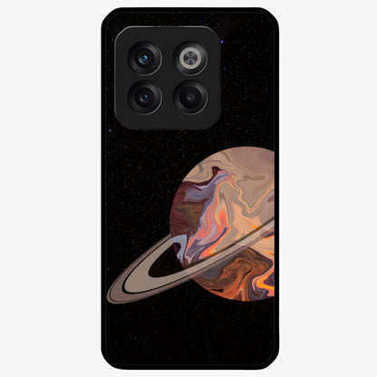 Mystic Saturn Aesthetic Glass Case for 1+10T celestial front view featuring Saturn inspired cosmic artwork