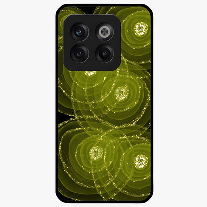 Neon Orbit Bloom Marble Glass Case for 1+10T artistic front view featuring marble texture with neon orbit accents