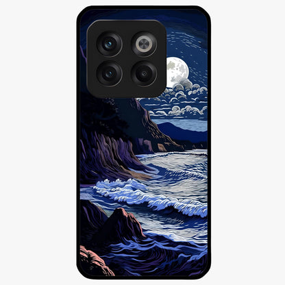 Night Moon Scenery Pattern Glass Case for 1+10T serene front view featuring moonlit landscape pattern artwork