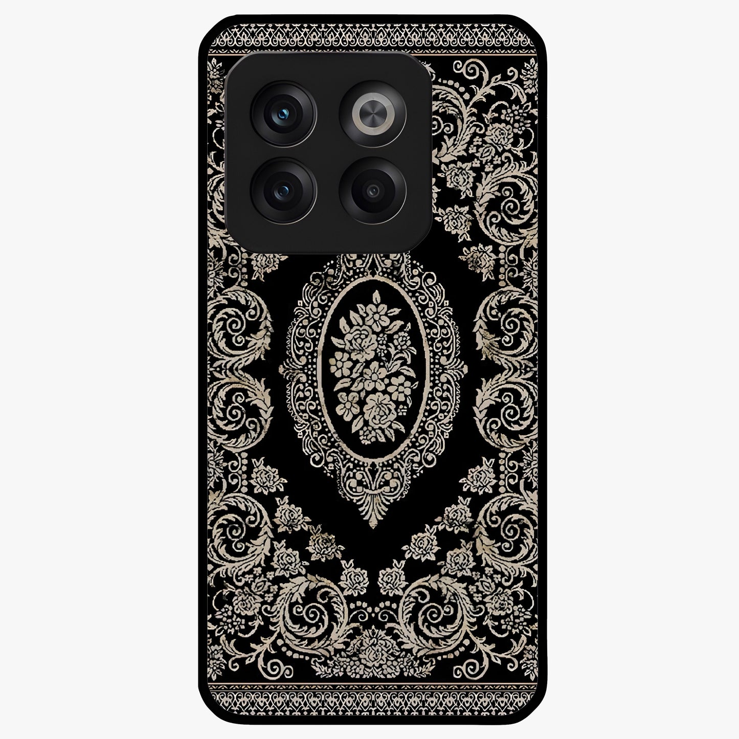 Noir Bloom Elegance Glass Case for 1+10T elegant front view featuring dark floral artwork in noir tones