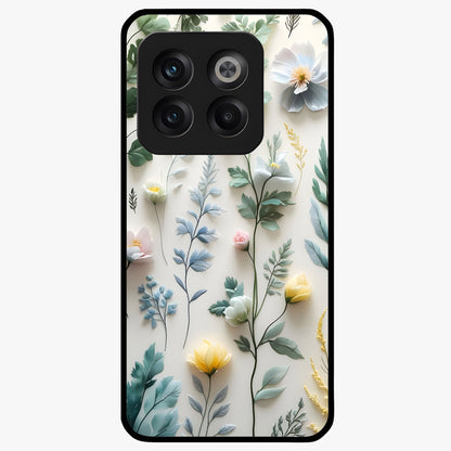 Pastel Garden Whispers Glass Case for 1+10T soft front view featuring delicate pastel floral artwork