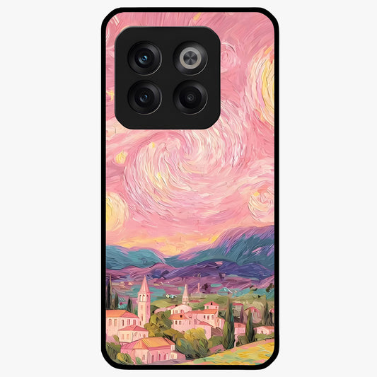 Pastel Starry Village Glass Case for 1+10T dreamy front view featuring village artwork under pastel night sky