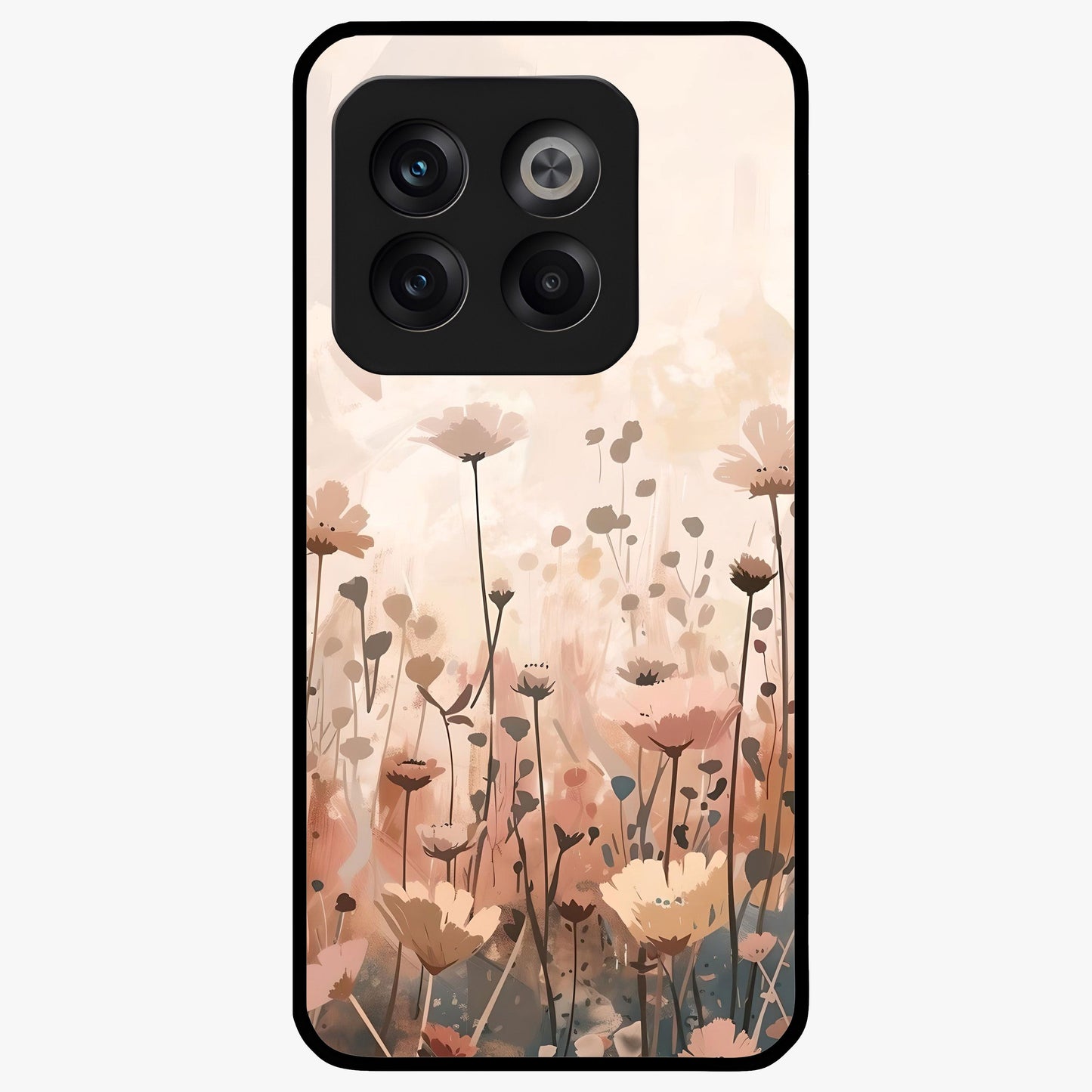 Pastel Wildflowers Glass Case for 1+10T cheerful front view featuring colorful wildflower artwork in pastel tones