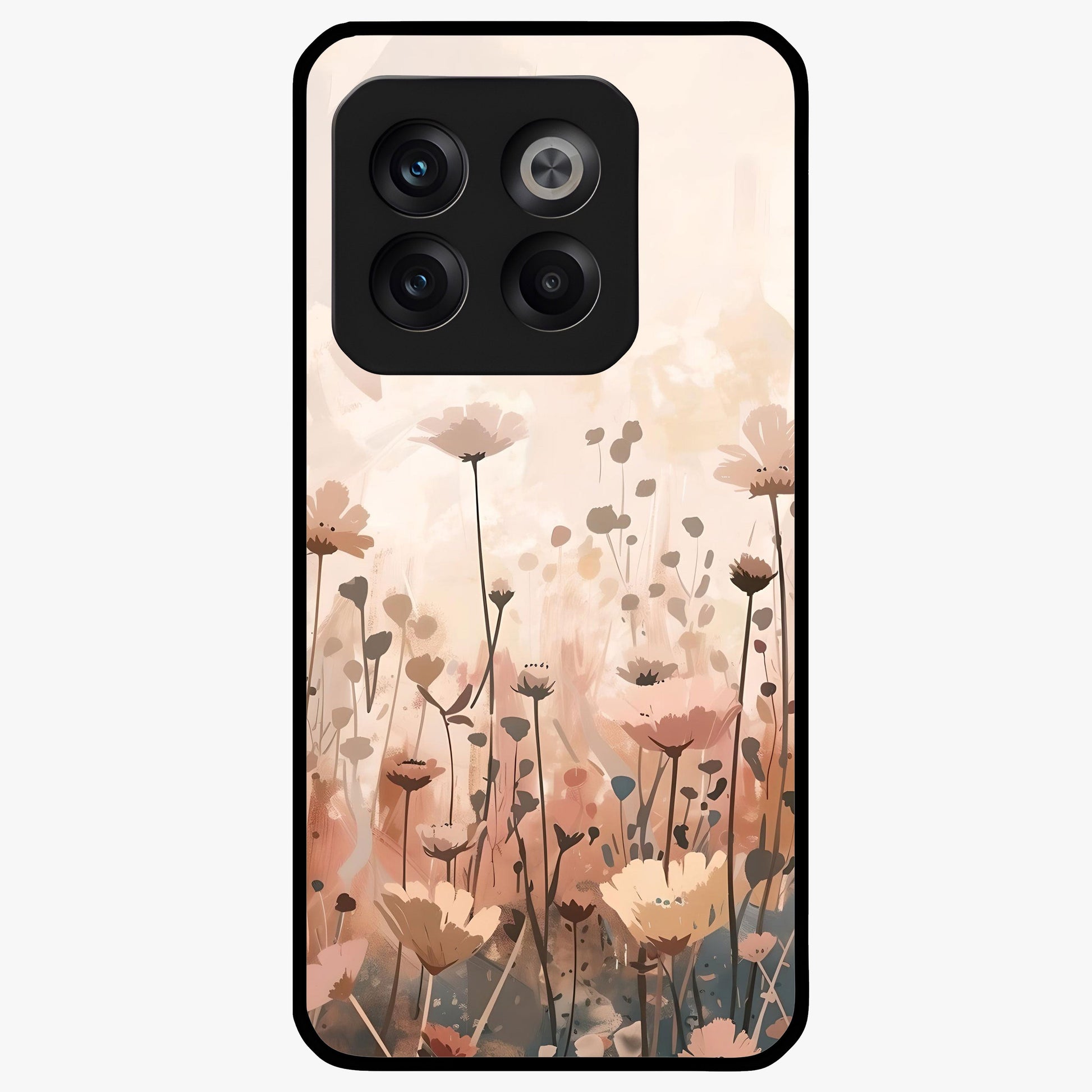 Pastel Wildflowers Glass Case for 1+10T cheerful front view featuring colorful wildflower artwork in pastel tones
