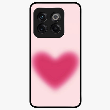 Pink Aura Heart Glass Case for 1+10T soft front view featuring glowing heart artwork in pastel pink tones